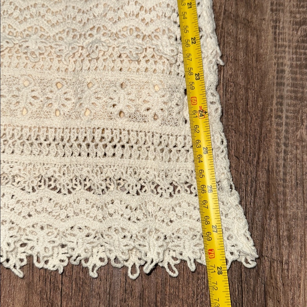 Solitaire Anthropologie Cream Crochet Lace Skirt size L - Picture 3 of 6